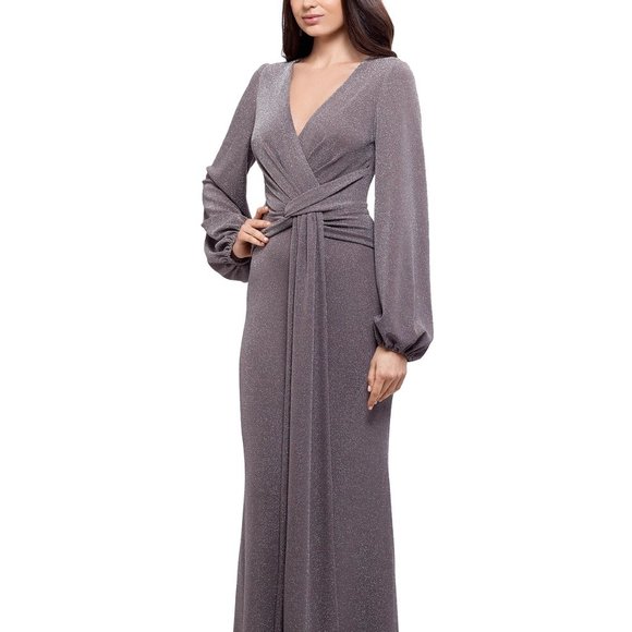 Betsy Adam Metallic Knotted Gown 